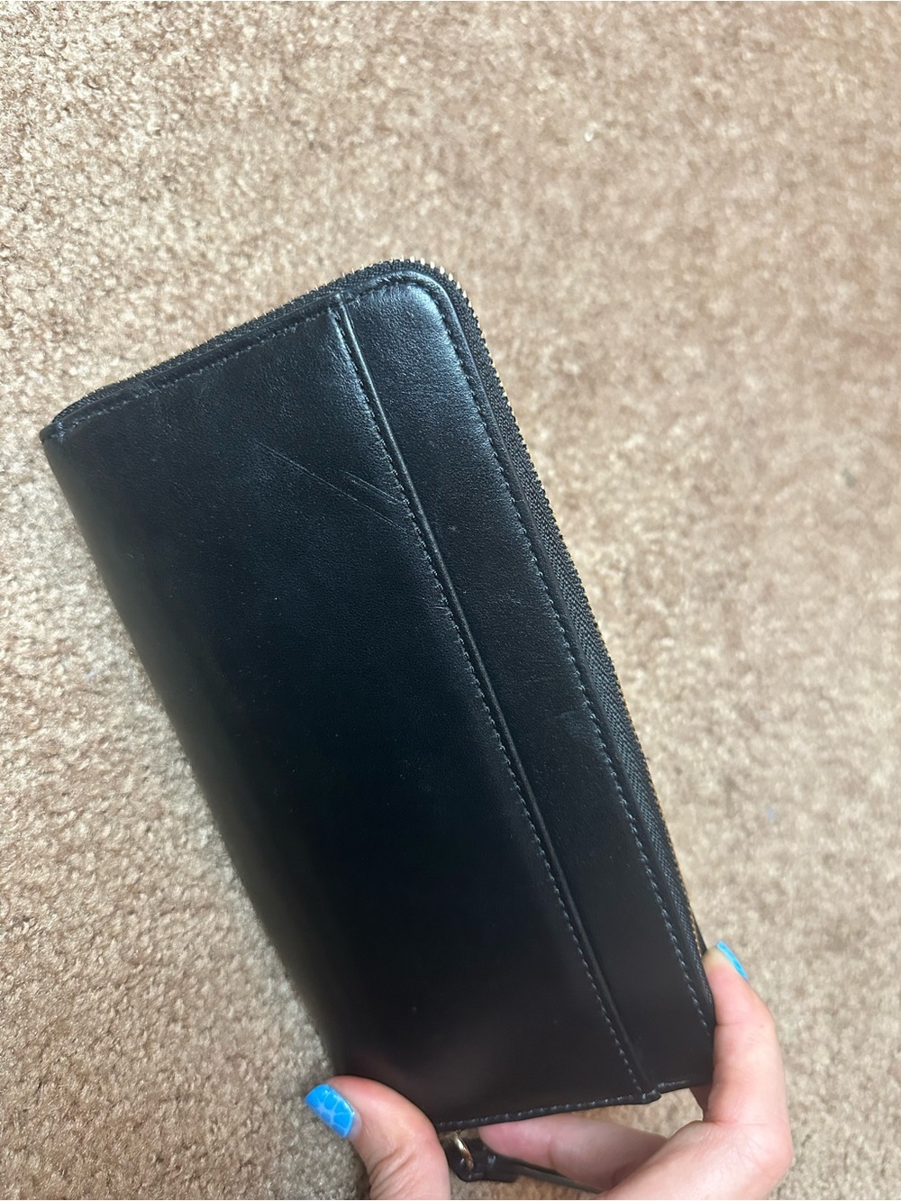Coach Black Leather Zip Around Wallet with Wristlet - Picture 3 of 10